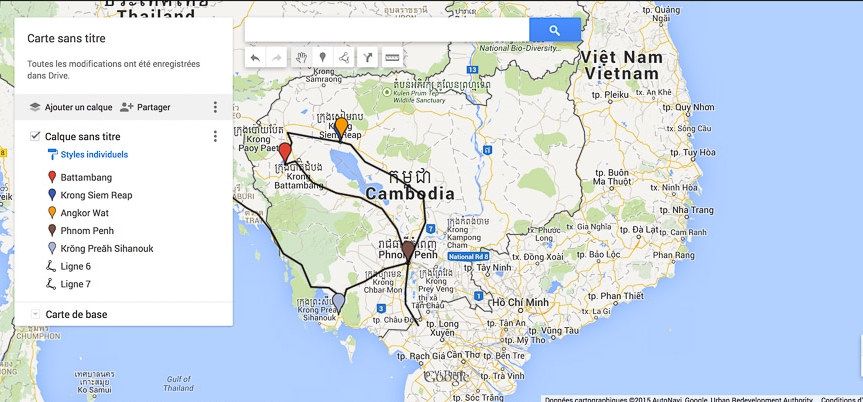 carte itinéraire cambodge
